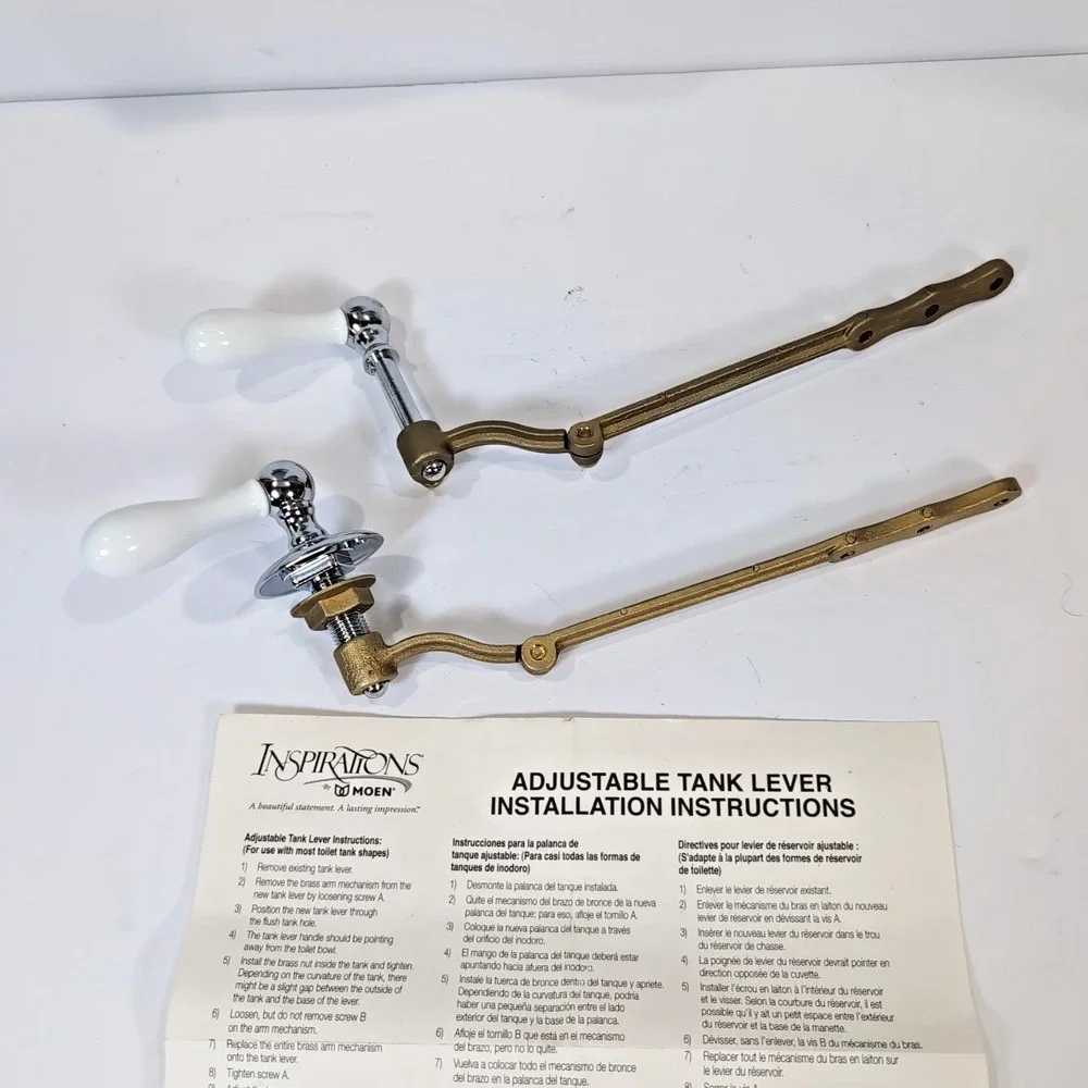 TOILET FLUSH LEVERS Moen Inspirations Tank Lever Porcelain & Chome 1 Complete